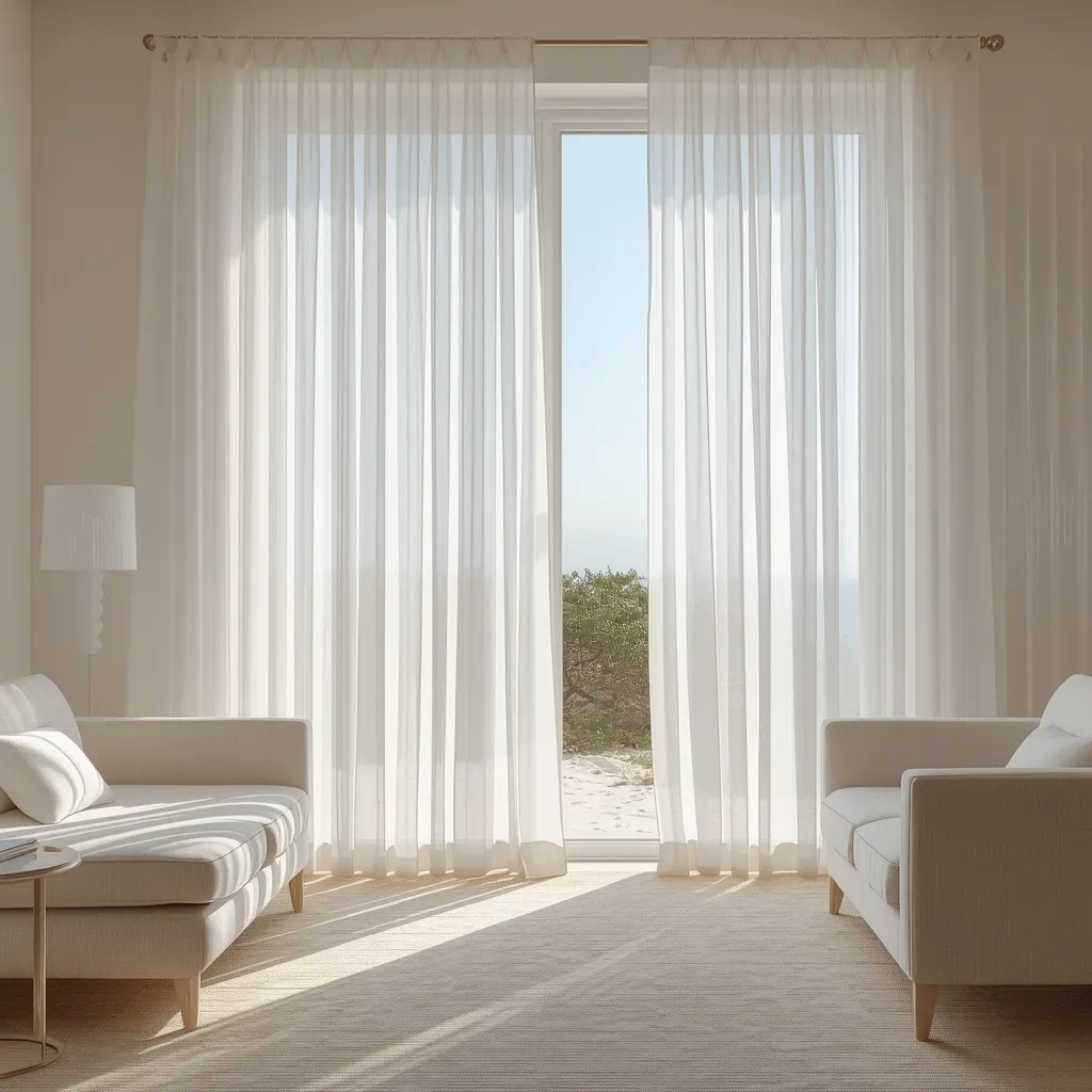 Linen curtains beachy living room