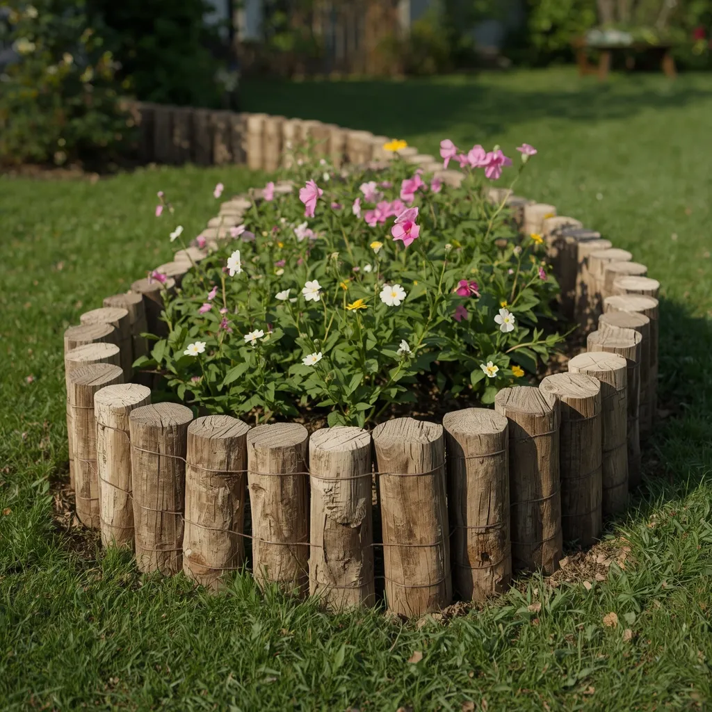 Log roll rustic bed edging