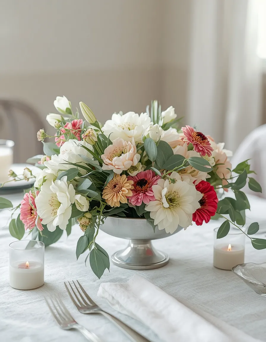 Low summer dining centerpiece