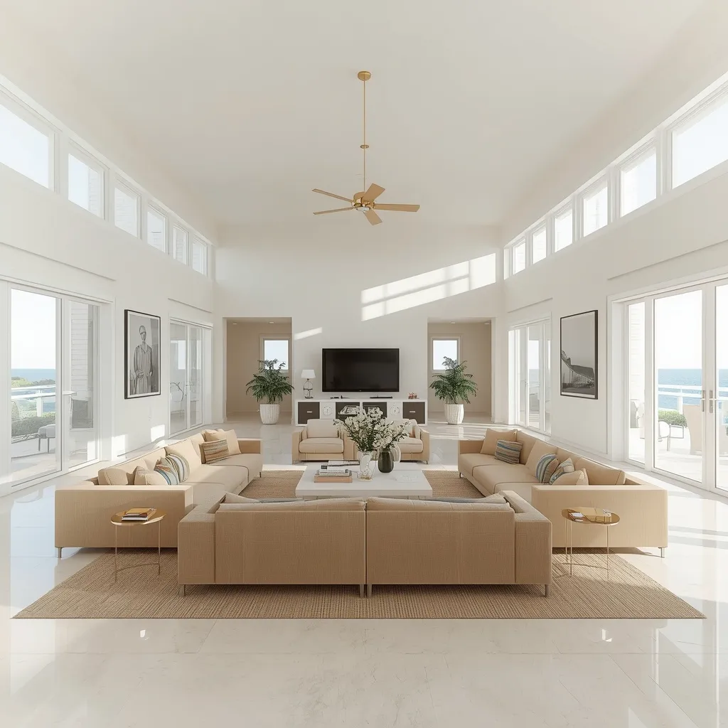Open beach house living room