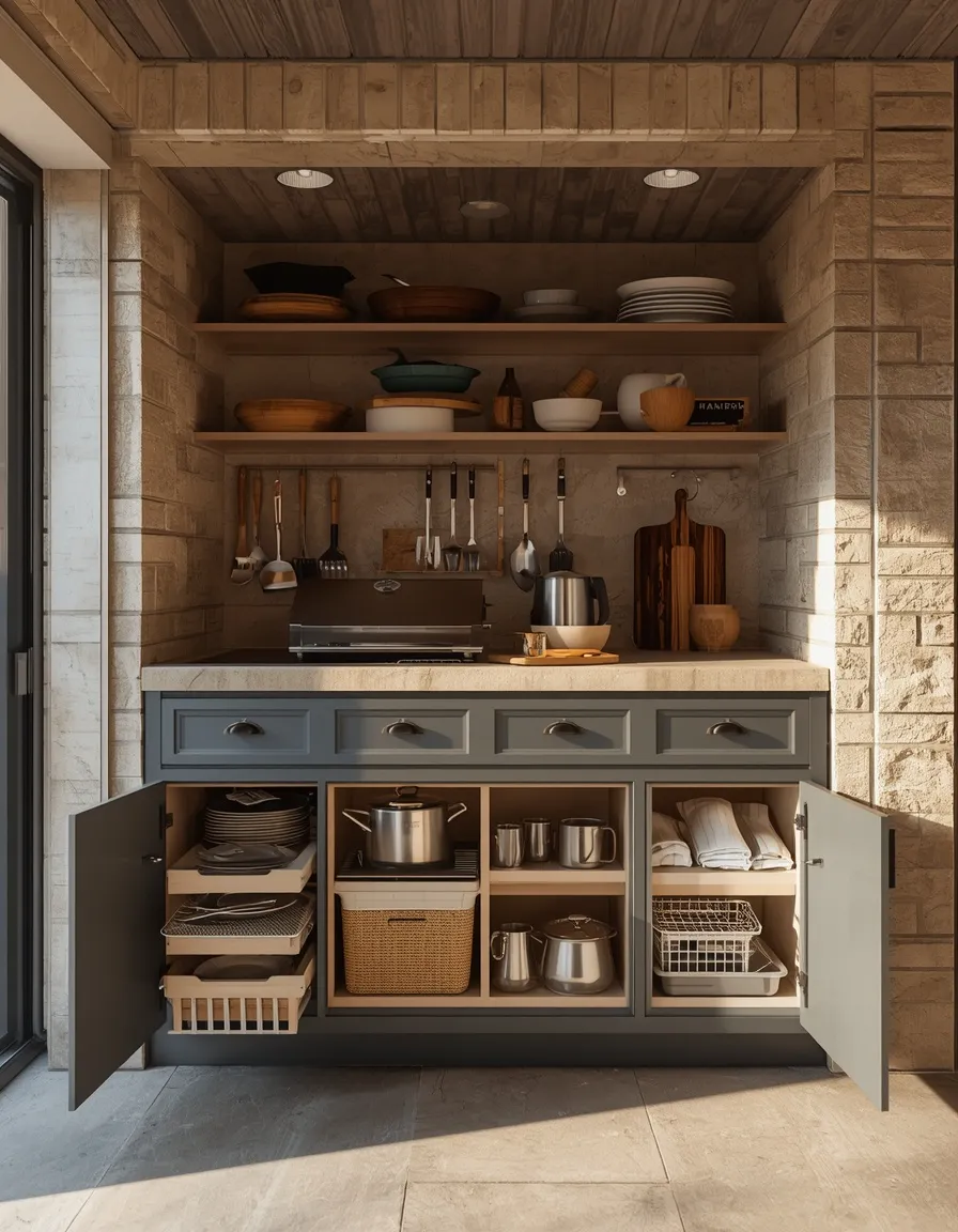 Storage small backyard outdoor kitchen