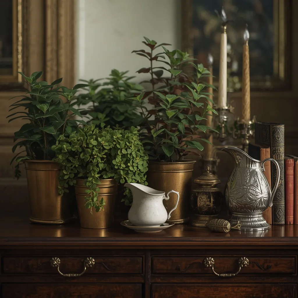 Vintage eclectic plant display