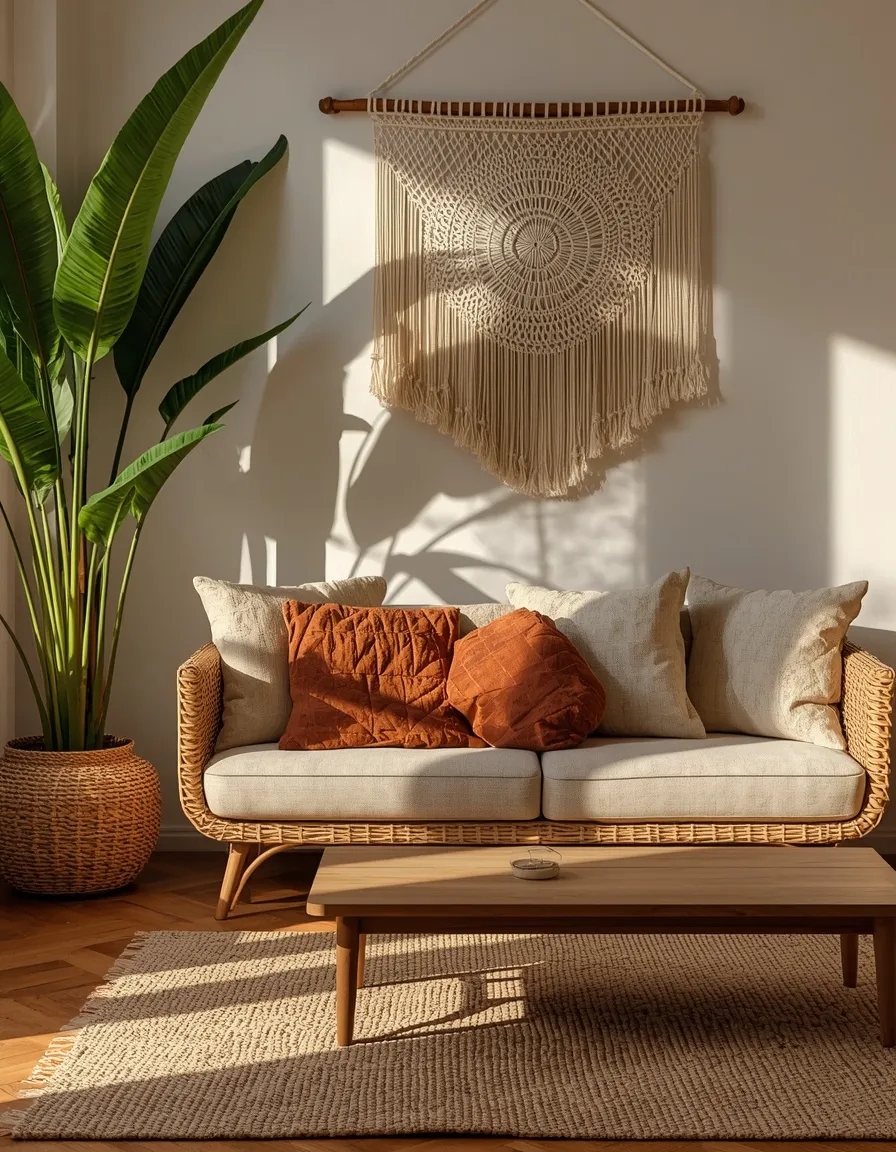 Bohemian tropical living room