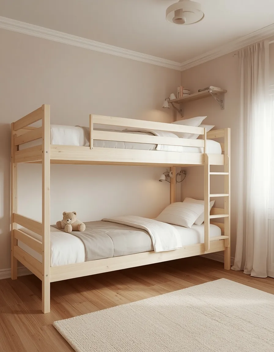 Bunk bed in a shared kids room
