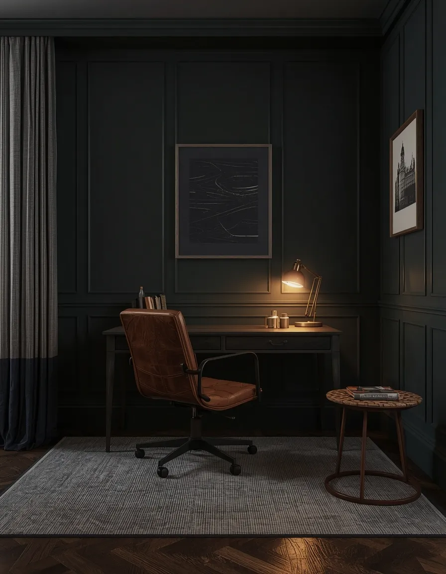 Dark moody masculine home office