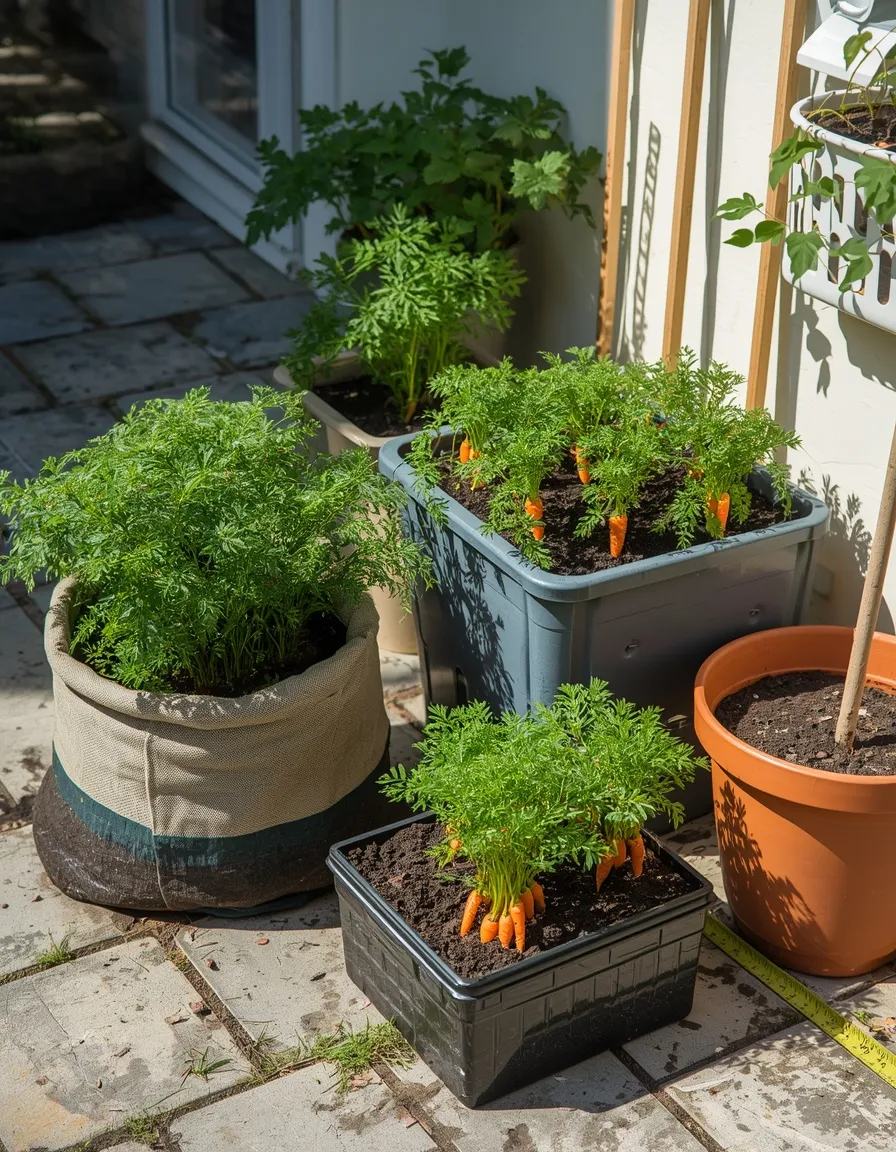 Deep containers for growing carrots