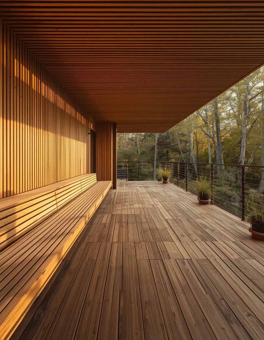 Perimeter built-in deck bench seating