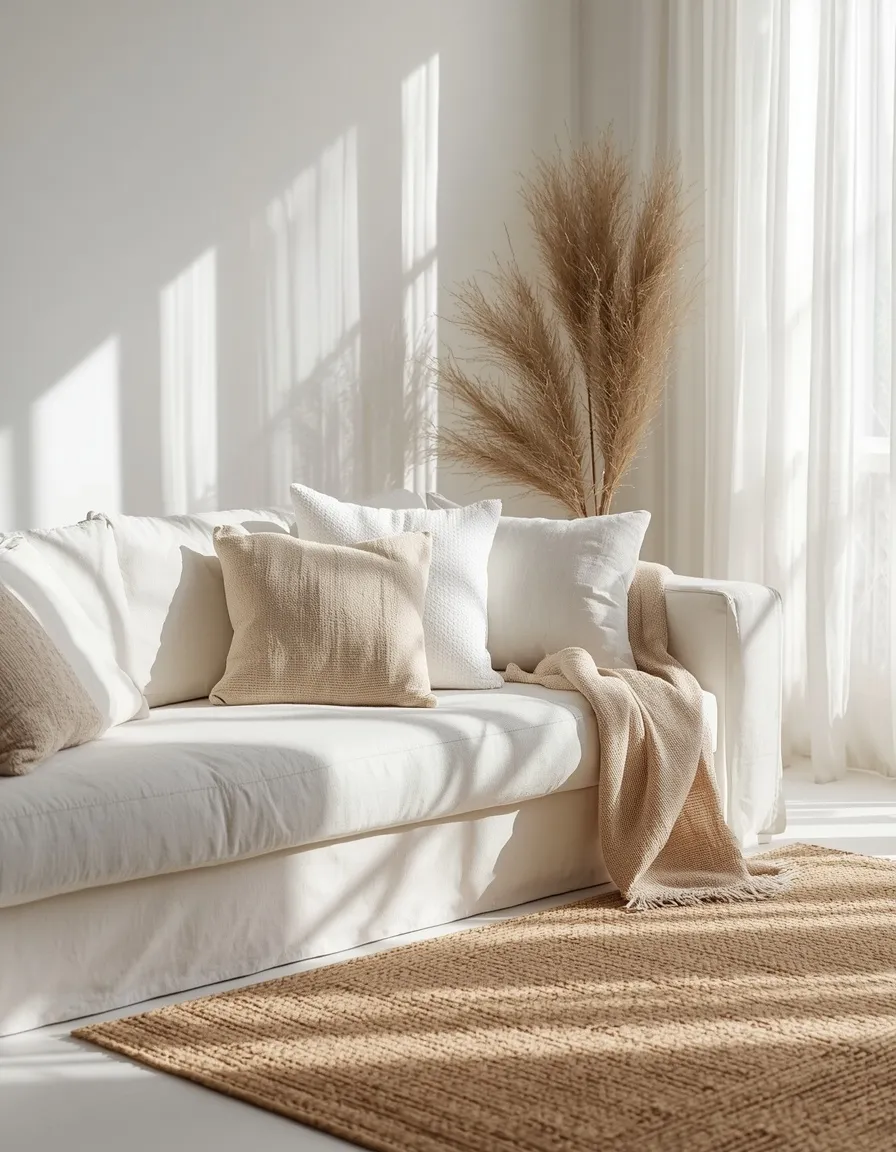 Serene all-white living room