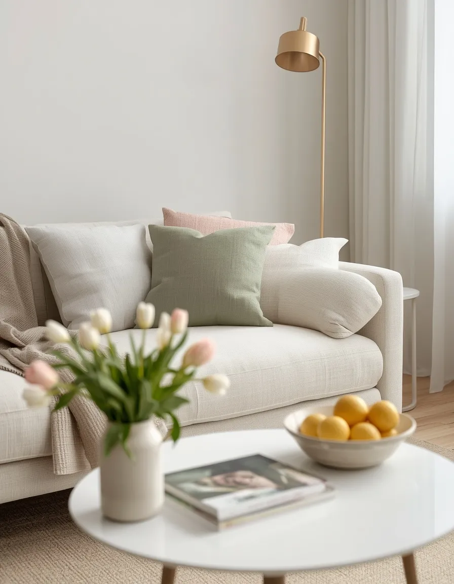 Airy spring living room apartment decor