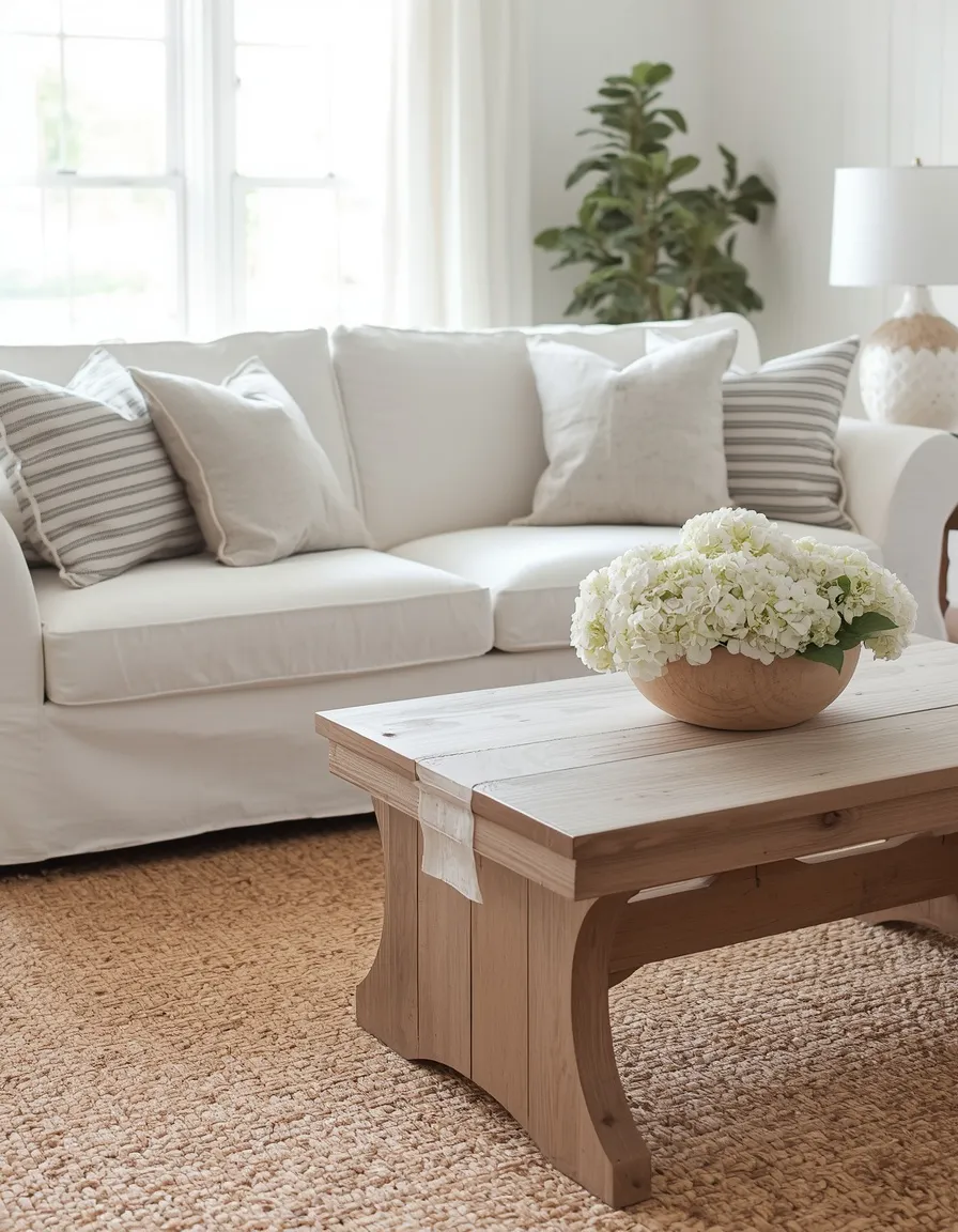 Bright summer farmhouse living room decor