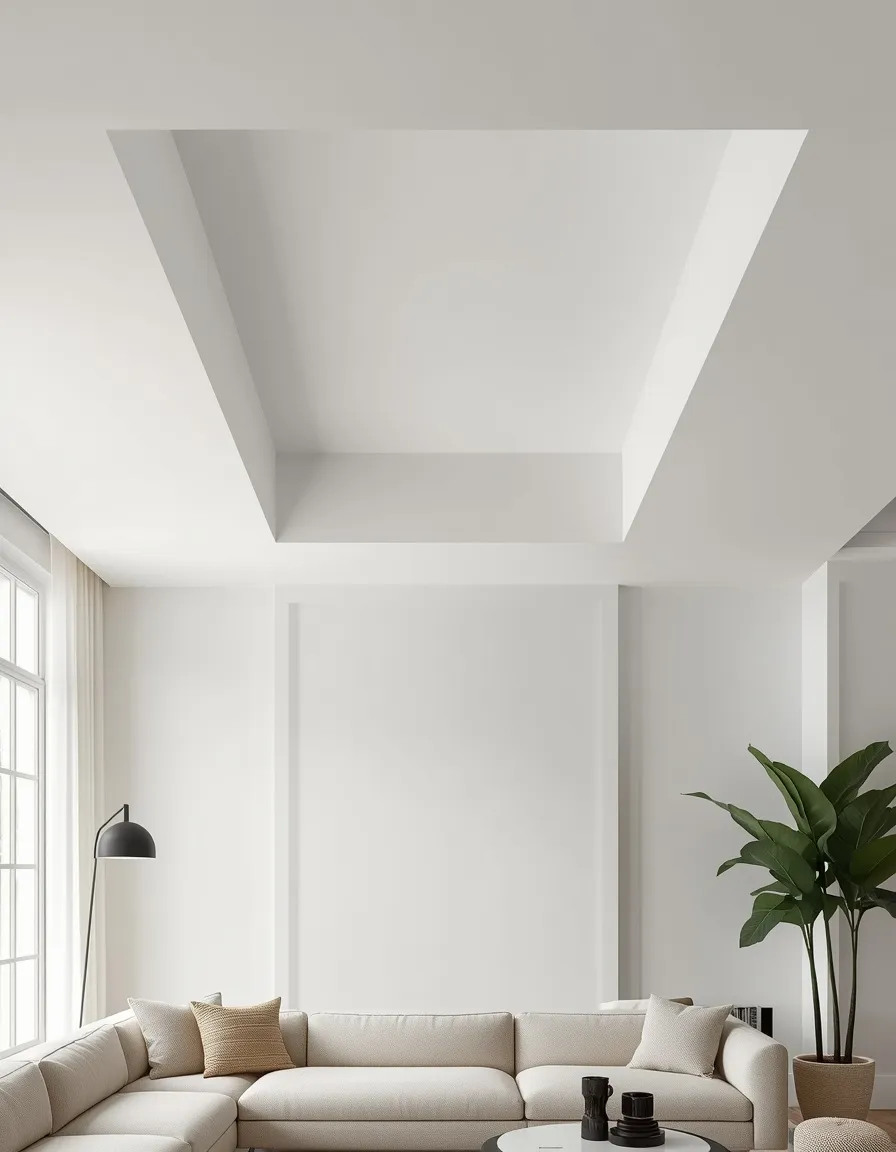 Minimalist reverse tray ceiling living room