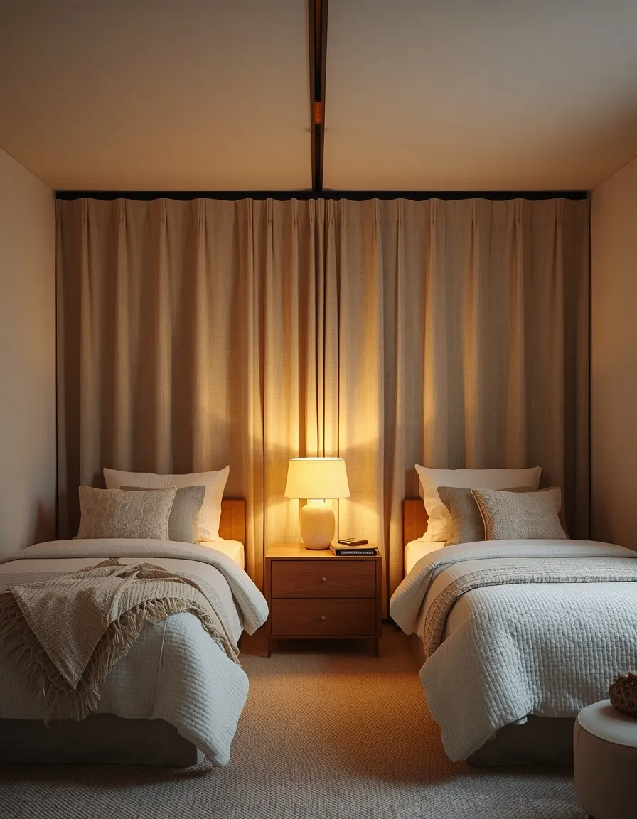 Curtain divider in a shared kids room