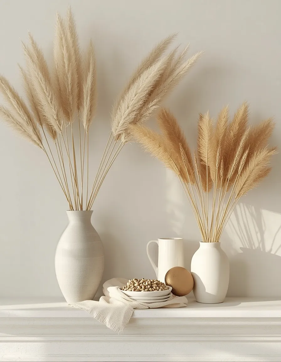 Dried pampas grass summer mantel