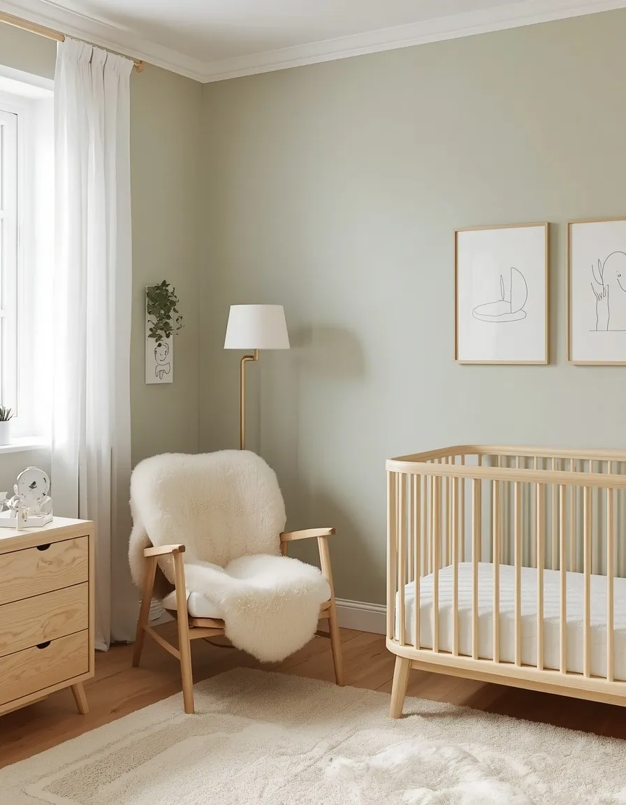 Green and wood Scandinavian nursery