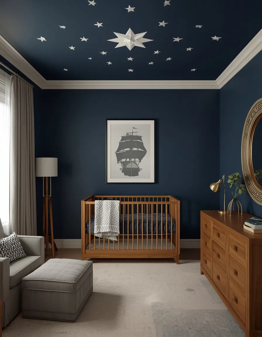 Navy and grey space nursery for a boy