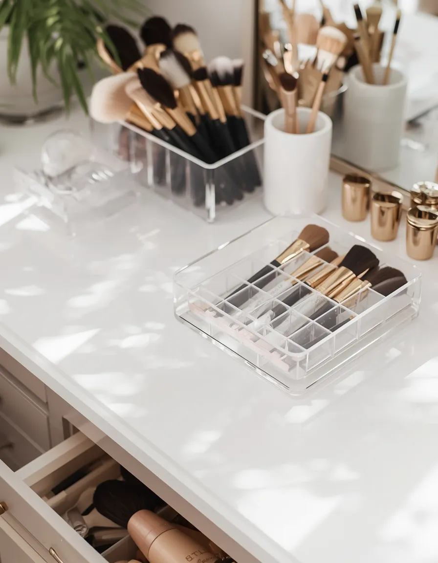 Organized makeup vanity storage system