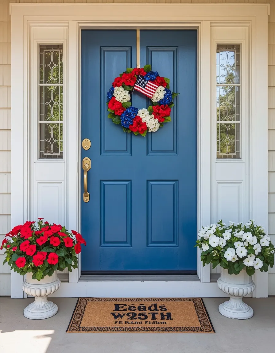 Patriotic red white blue summer door