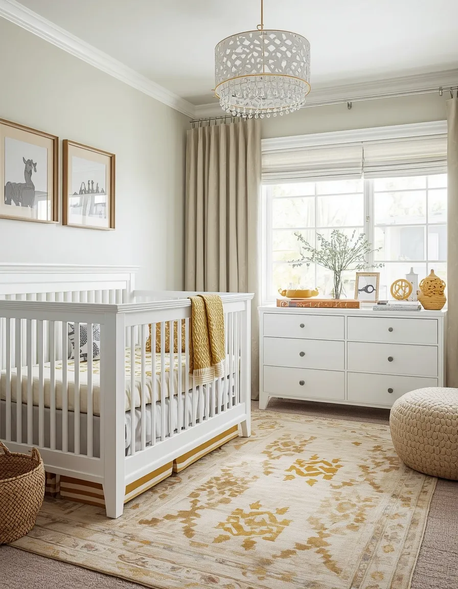 White nursery furniture with color pops