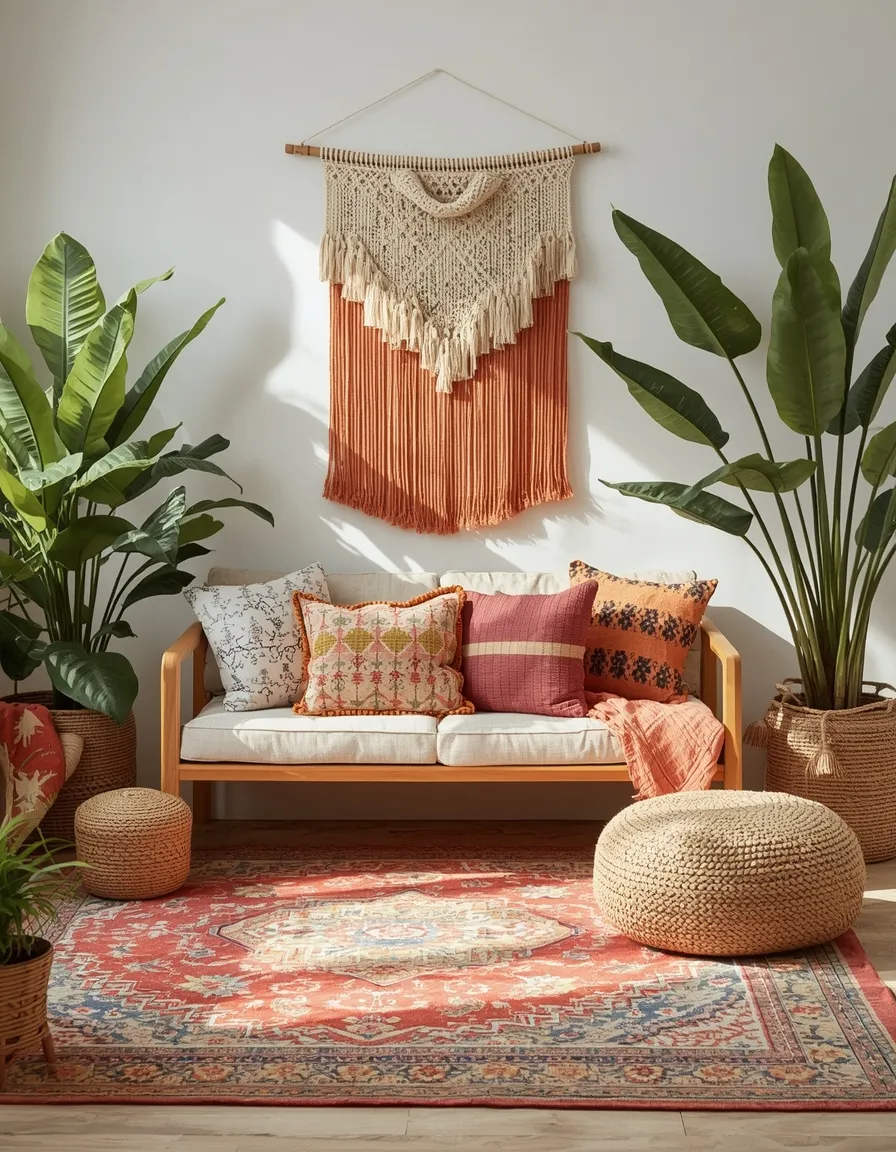 Bright boho summer living space