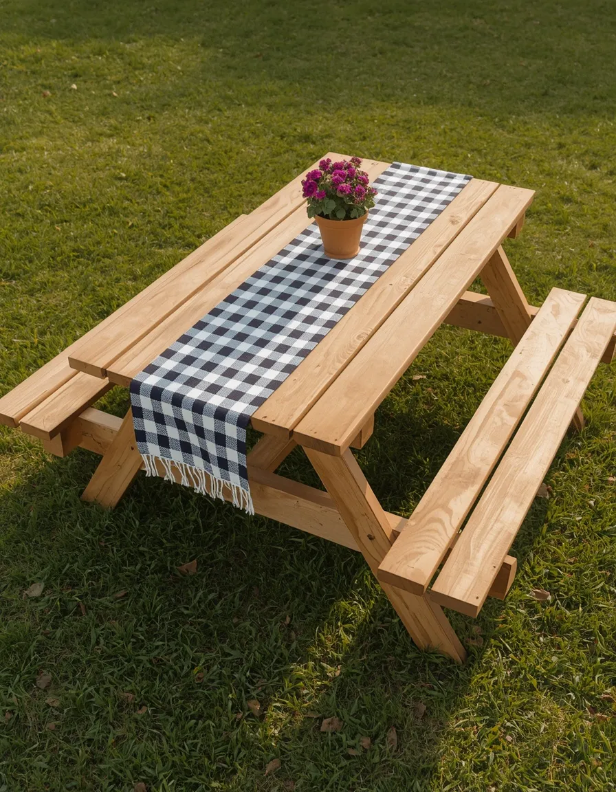 Pallet picnic table with benches