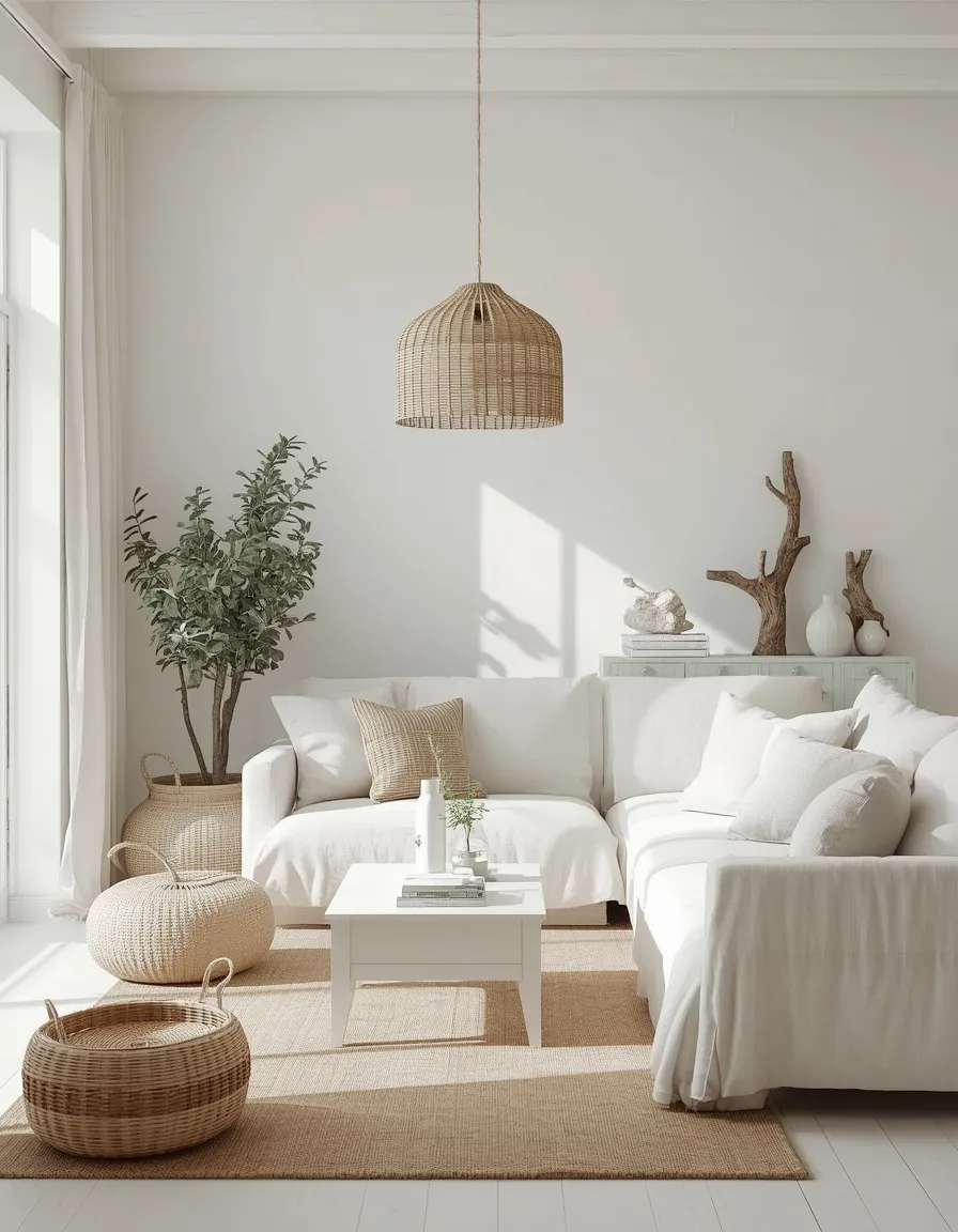 Coastal white living room retreat