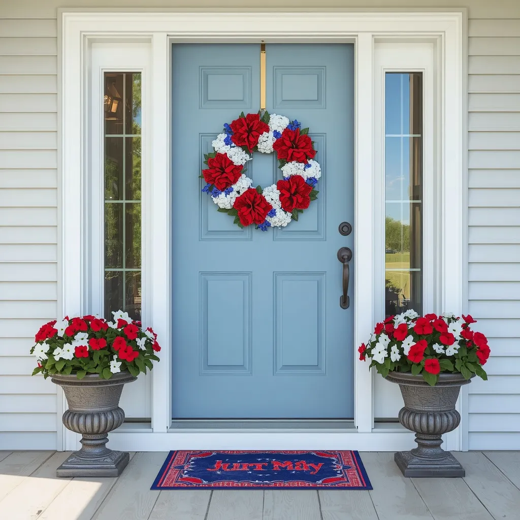 Patriotic red white blue summer door