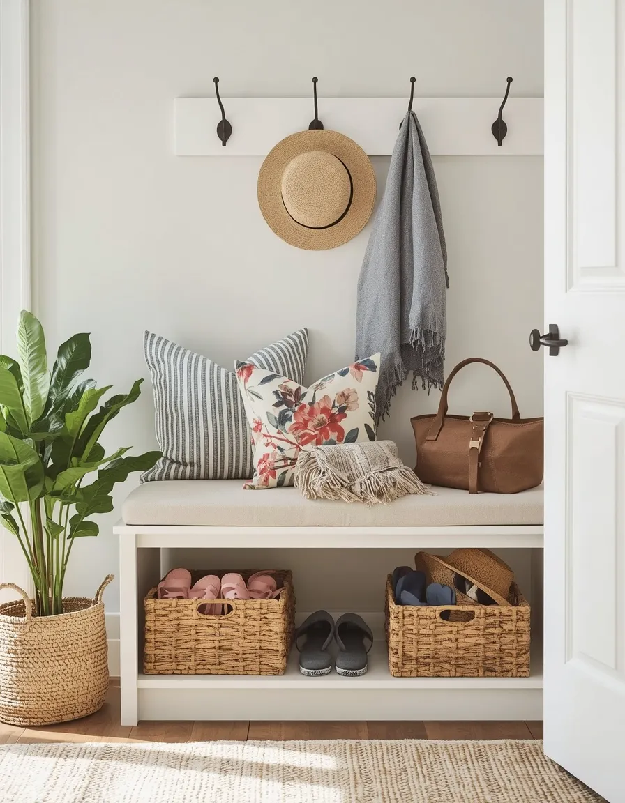 Summer entryway bench nook