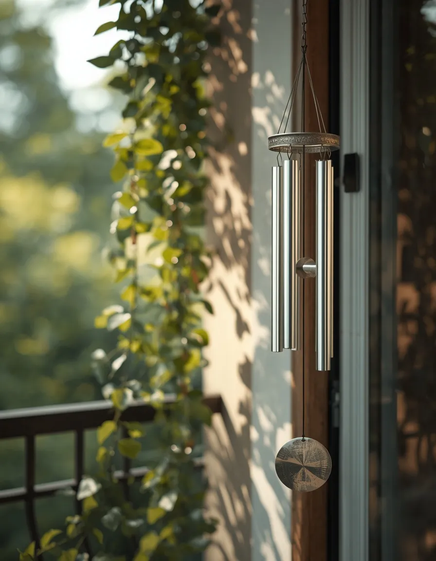 Wind chime on whimsical balcony