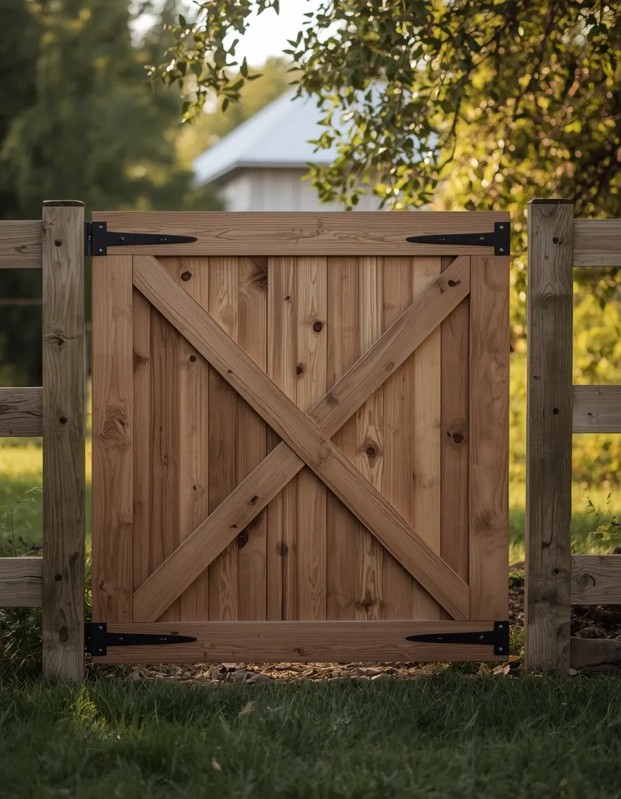 Farmhouse X-brace wooden garden gate