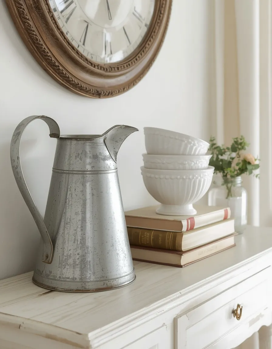 Galvanized and white farmhouse vignette