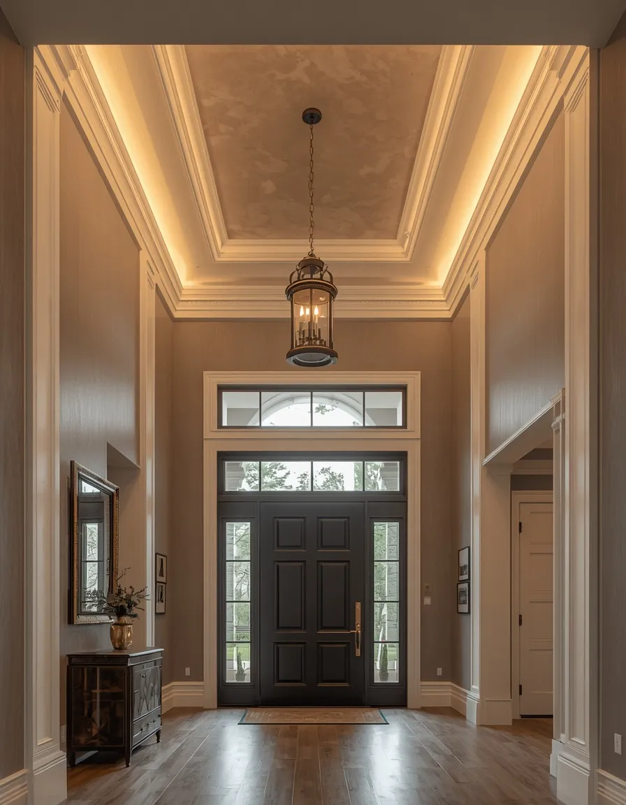 Reverse tray ceiling in a grand entryway