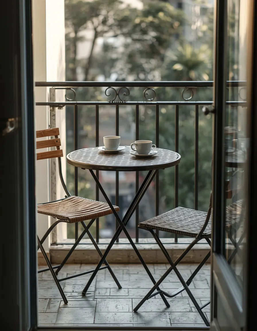 Bistro table balcony seating setup