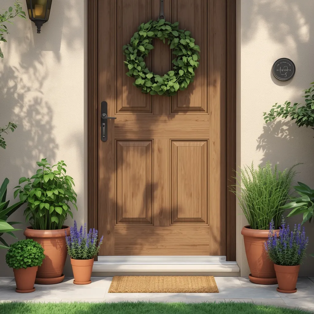 Fresh herb and potted summer door