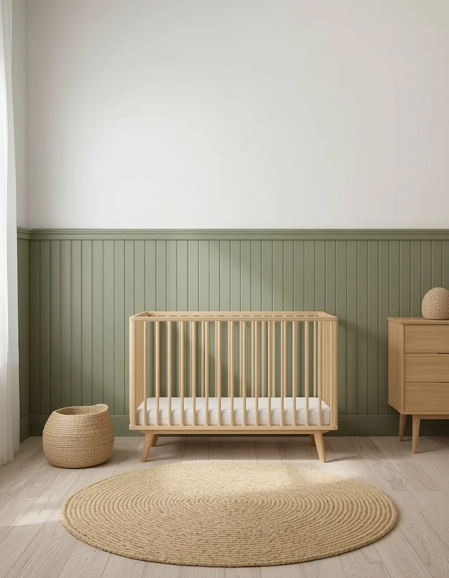 Green panelled nursery wall