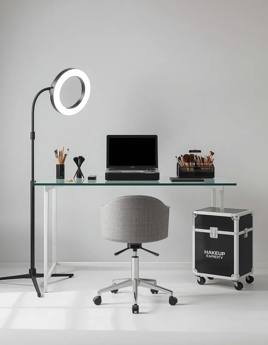 Professional makeup artist vanity station