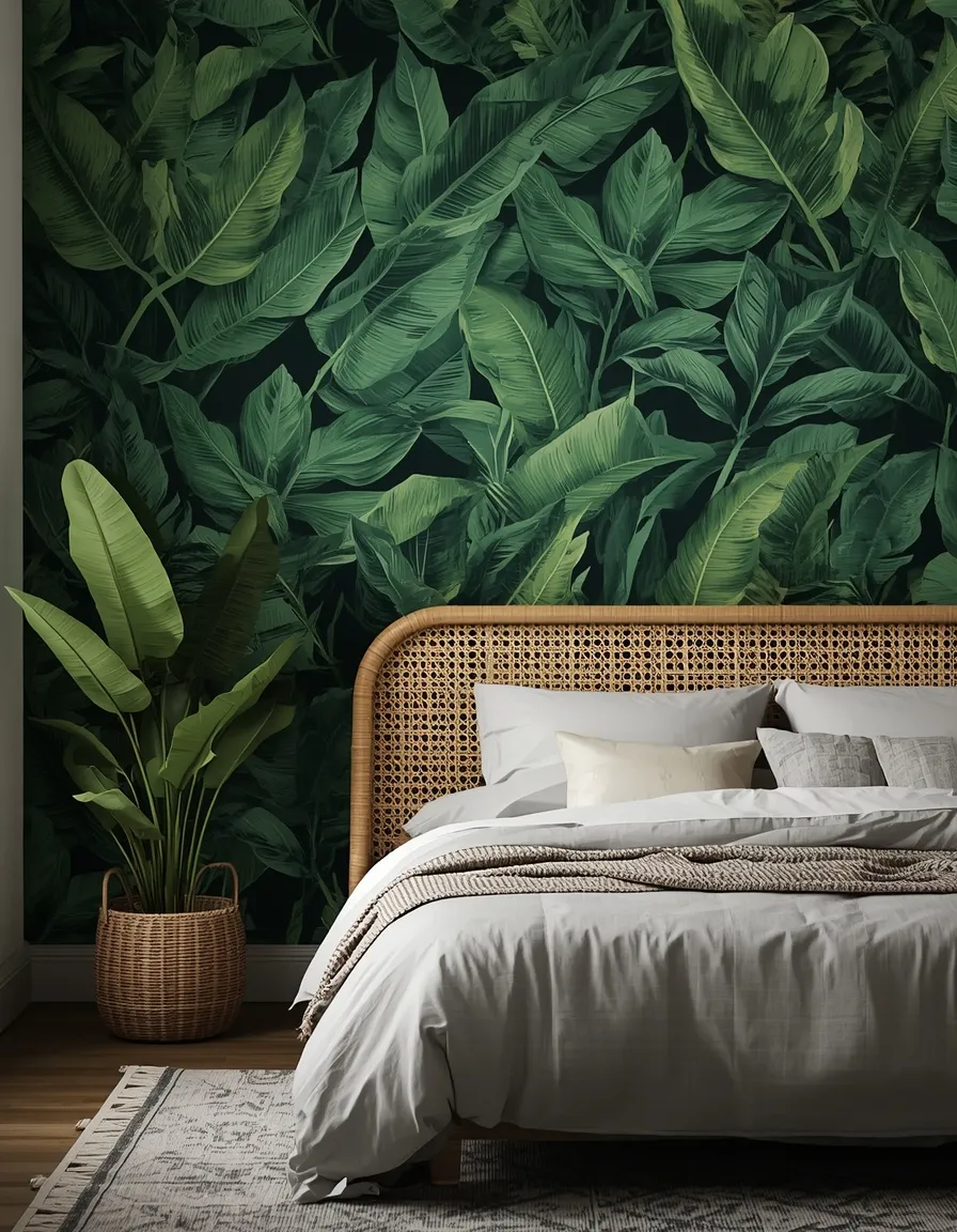 Statement tropical leaf wallpaper wall