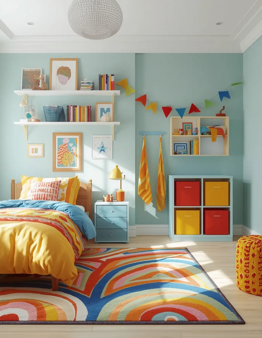 Colorful summer kids room decor