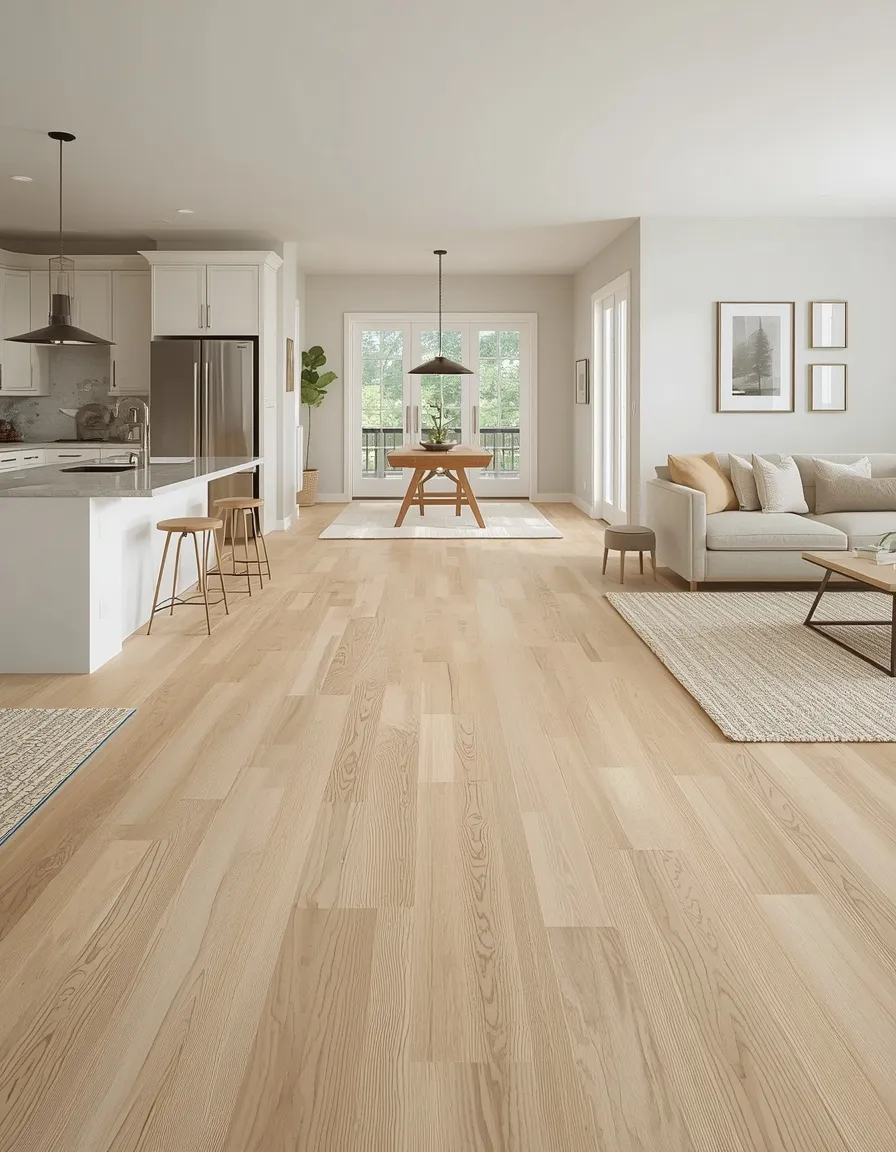 Continuous flooring flowing through open plan