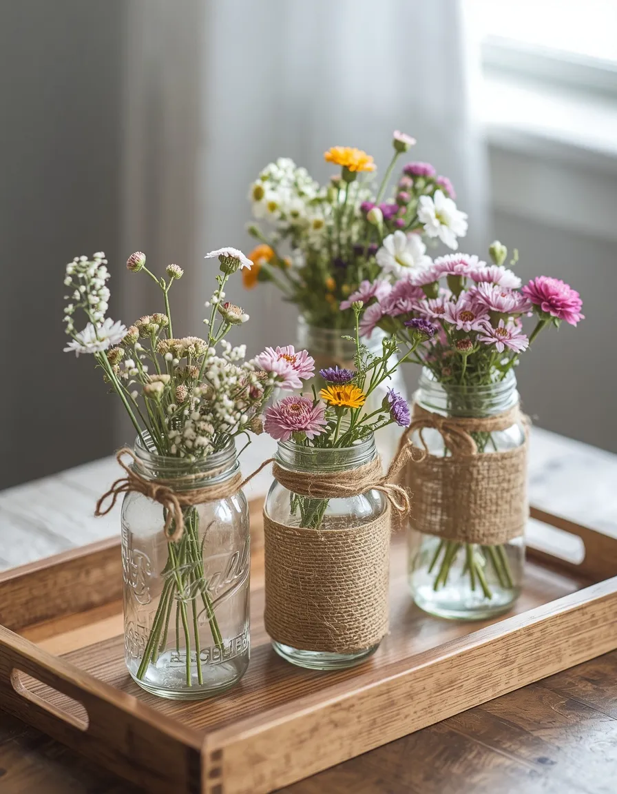 DIY mason jar farmhouse summer display