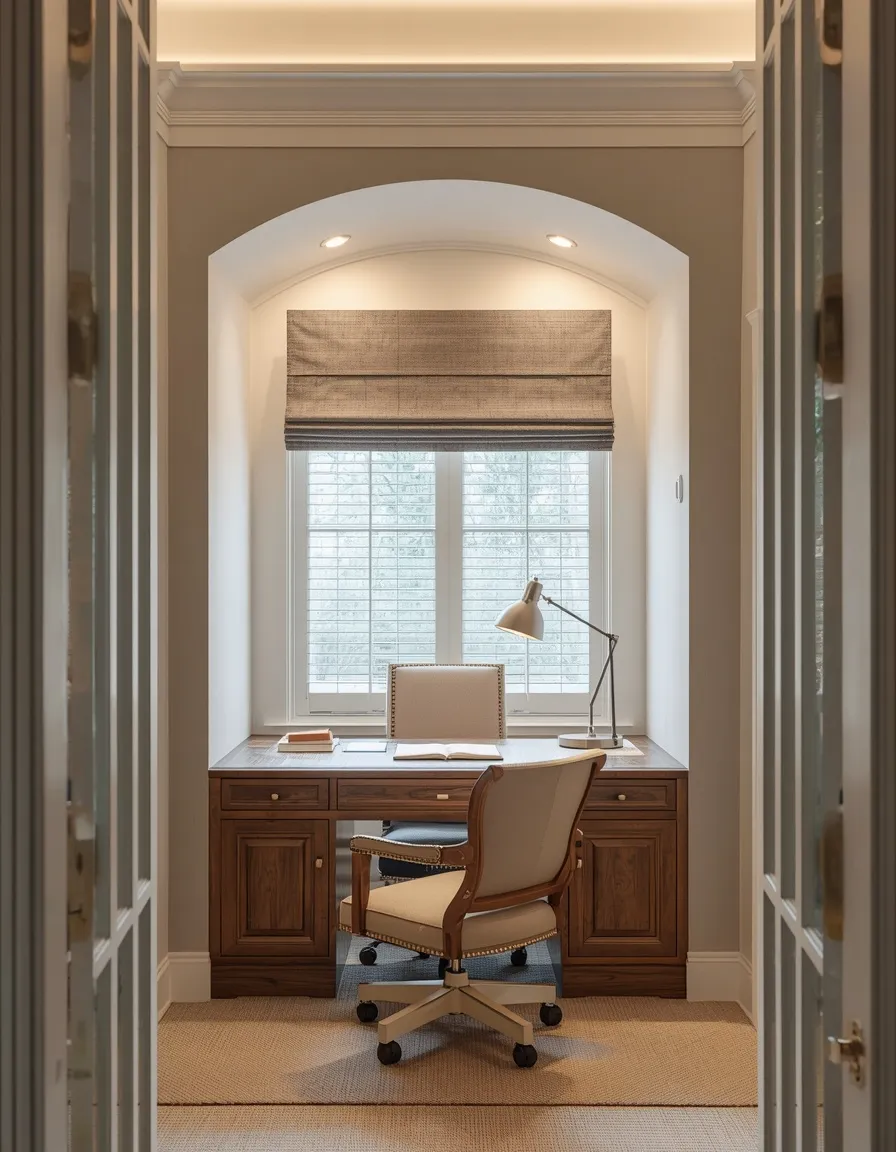 Reverse tray ceiling over a home office desk