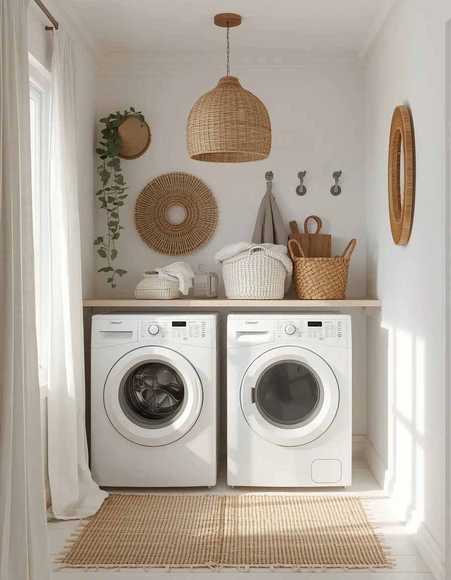 Coastal boho laundry room