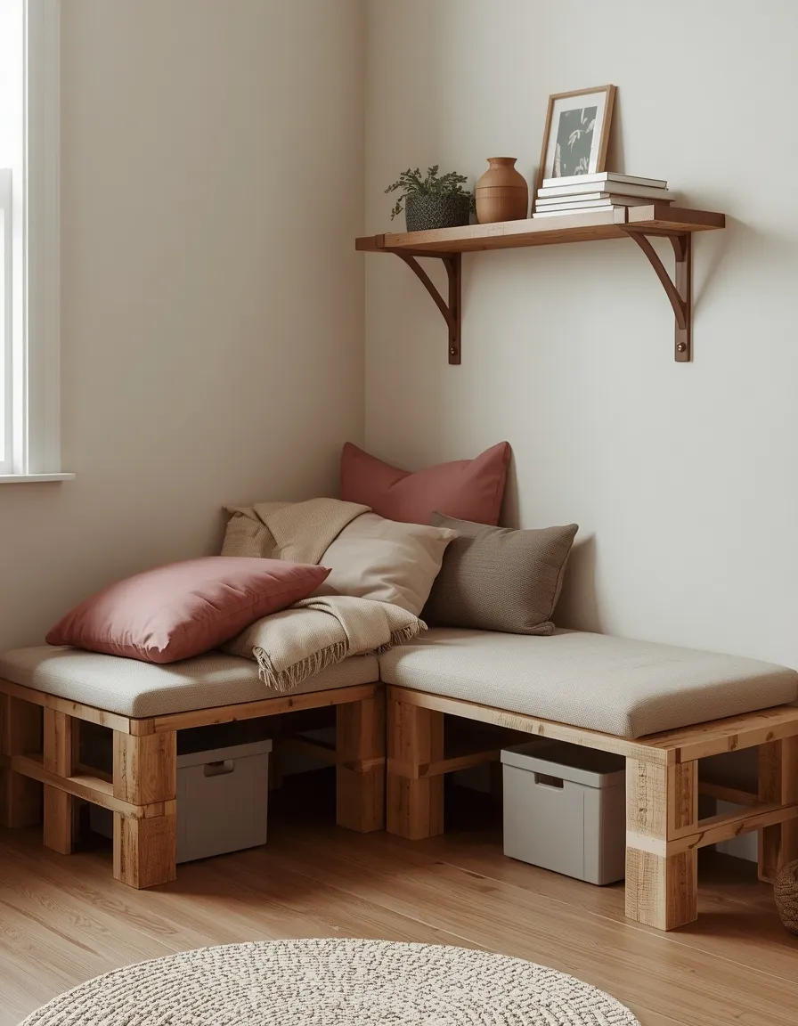 Corner pallet seating nook