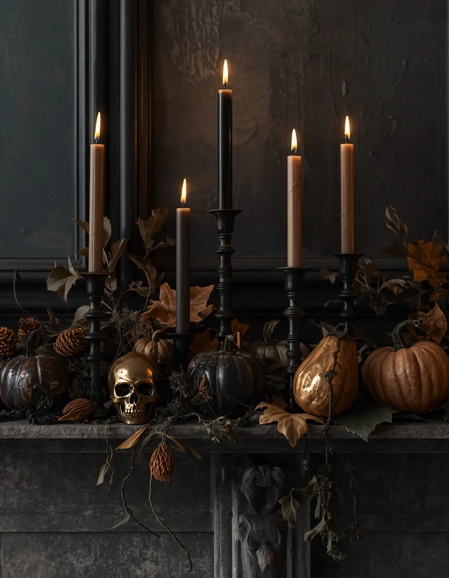 Halloween to harvest fall mantel