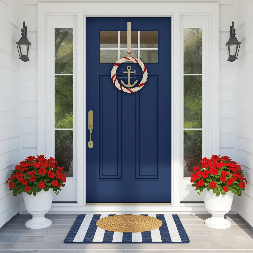 Nautical rope and stripe summer door