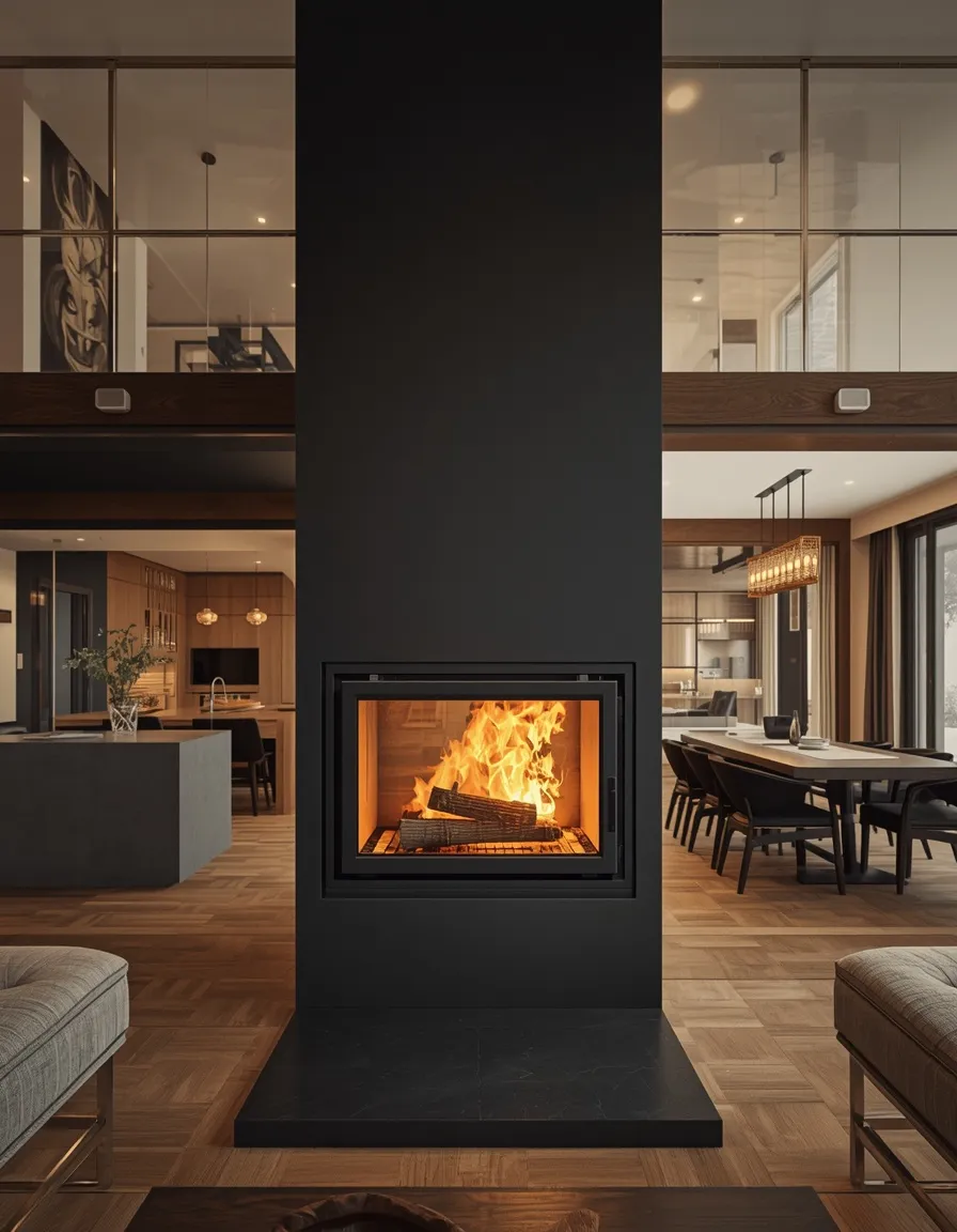 See-through two story fireplace