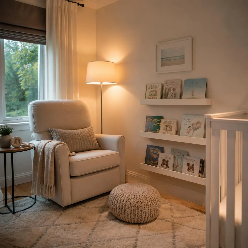 White nursery reading nook