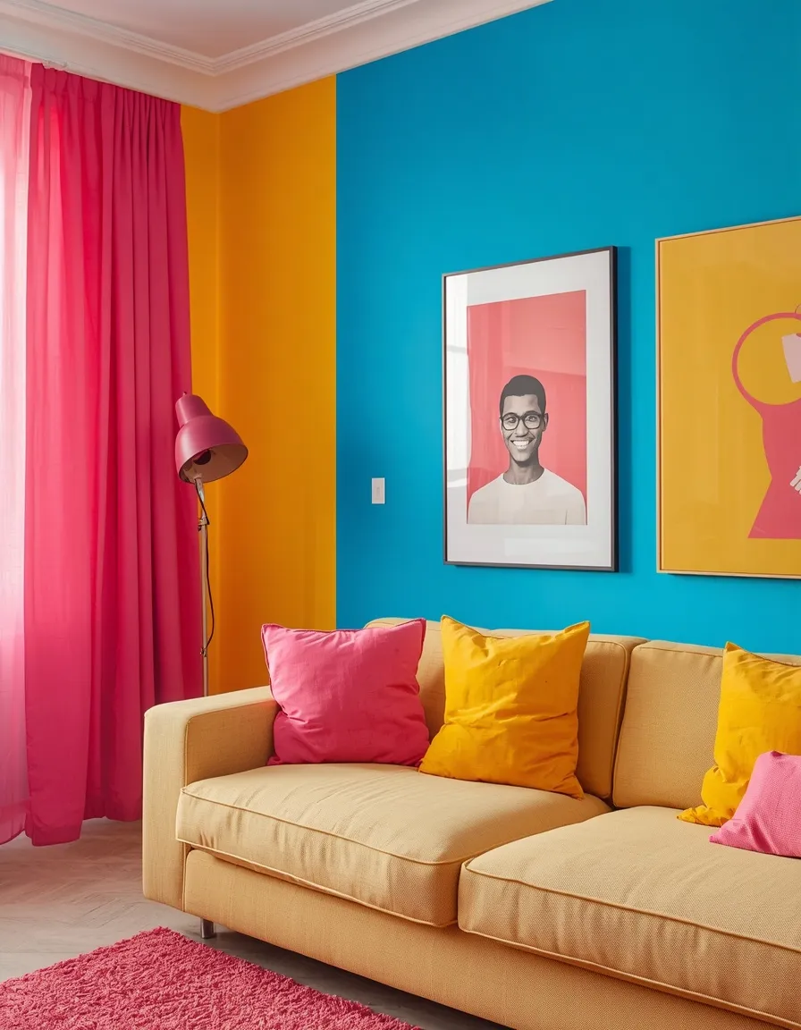Colorful statement apartment space