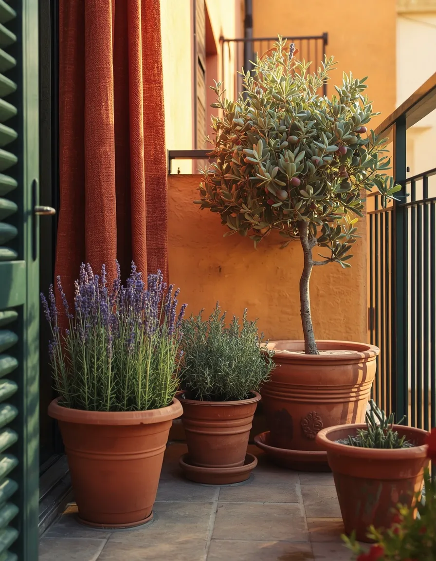 Mediterranean-style apartment balcony terrace