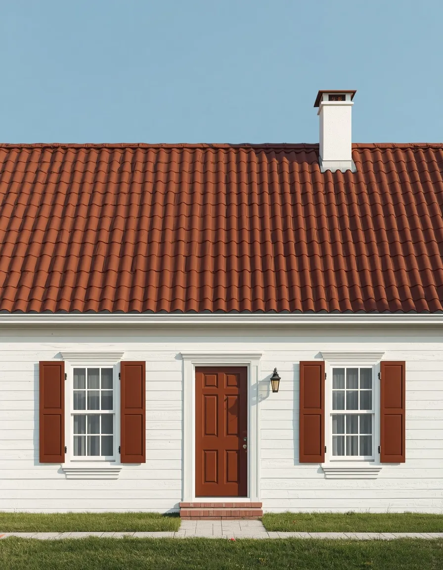 White house with a brown roof