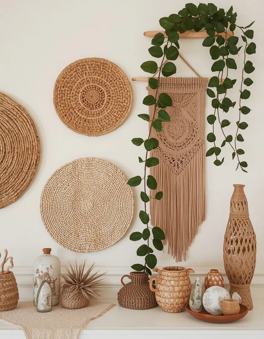 Boho layered summer mantel